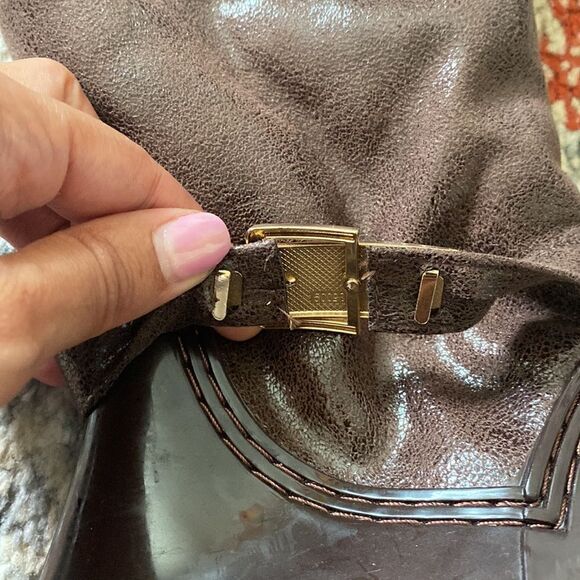 Bamboo Heeled Brown Calf Tall Boots Faux Fur Lined size 6.5 - Picture 2 of 5